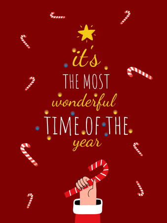 Designvorlage Winterurlaub-Inspiration mit dem Weihnachtsmann, der Süßigkeiten hält für Poster US