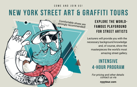Urban Street Art Tours With Famous Artists Playground Invitation 4.6x7.2in Horizontal Šablona návrhu