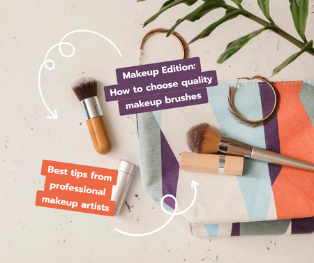Makeup Tips with cosmetics and brushes Facebook tervezősablon