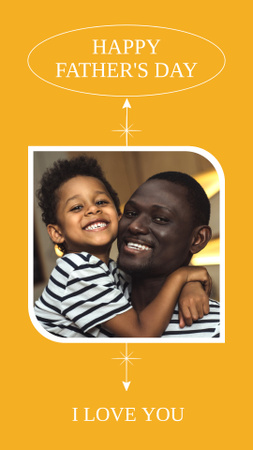 Iloiset isä ja poika juhlivat isänpäivää Instagram Story Design Template