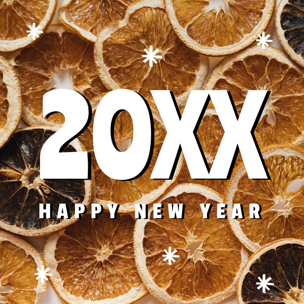 New Year Greeting with Dried Oranges Instagram Modelo de Design
