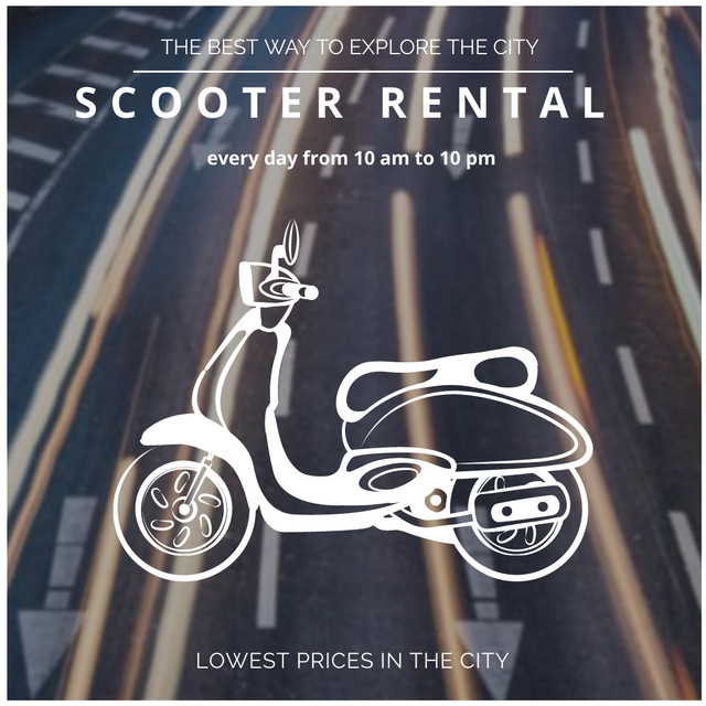 Designvorlage Scooter rental advertisement on road view für Instagram AD