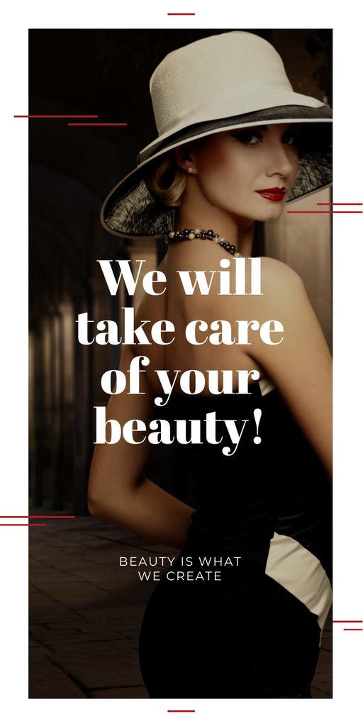 Beauty Services Ad with Fashionable Woman Graphicデザインテンプレート