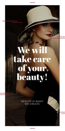 Ontwerpsjabloon van Graphic van Beauty Services Ad with Fashionable Woman