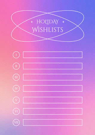Pink and blue gradient holiday wishlist Schedule Planner Design Template