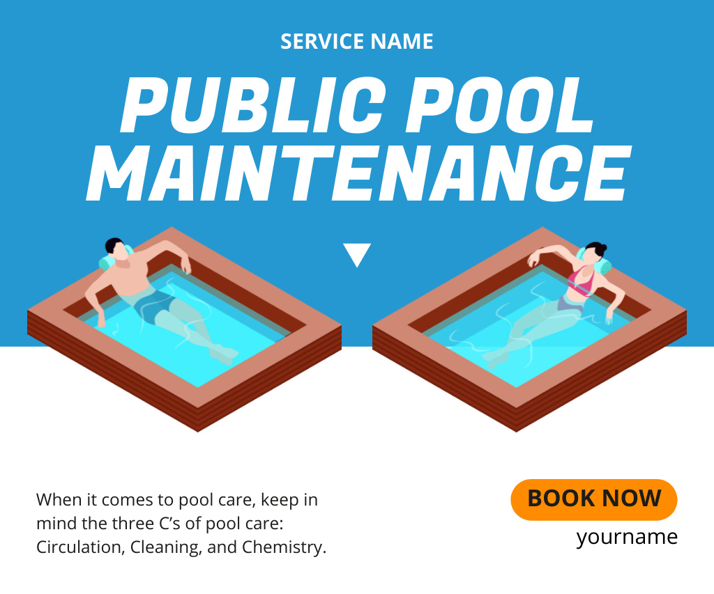 Plantilla de diseño de Offer of Services on Installation of Public Swimming Pools Large Rectangle 