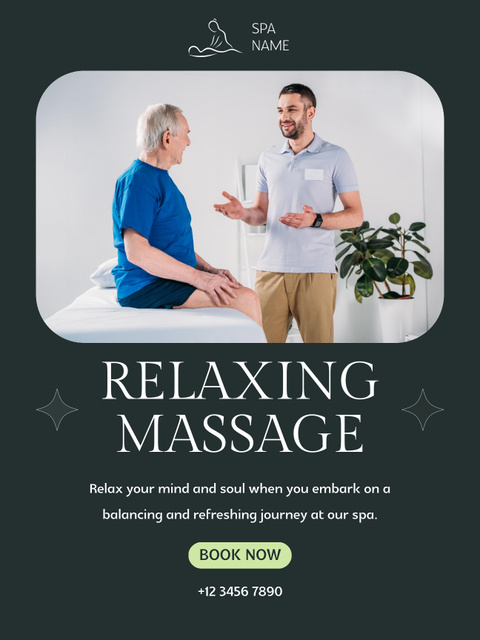 Relaxing Massage Offer on Green Poster US Πρότυπο σχεδίασης