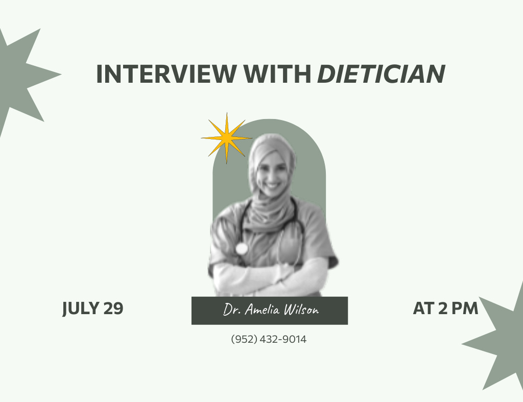 Szablon projektu Corporate Dietitian Services And Interview Offer Invitation 13.9x10.7cm Horizontal