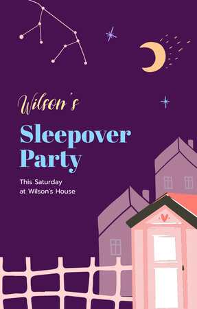 Saturday Sleepover Party Invitation 4.6x7.2in Design Template