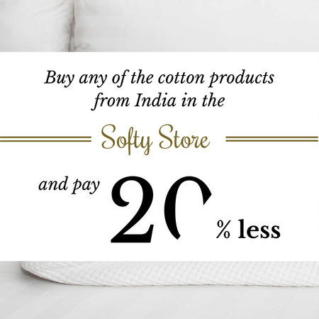Designvorlage Textile Pillows Offer in White für Instagram AD