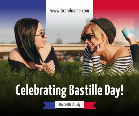 France Day Greeting with Young Women Facebook Design Template