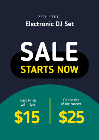 Electronic DJ Set Tickets Offer in Blue Flyer A6 Design Template