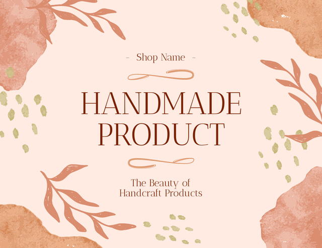 Plantilla de diseño de Handmade Items Sale Ad on Beige Watercolor Layout Thank You Card 5.5x4in Horizontal 