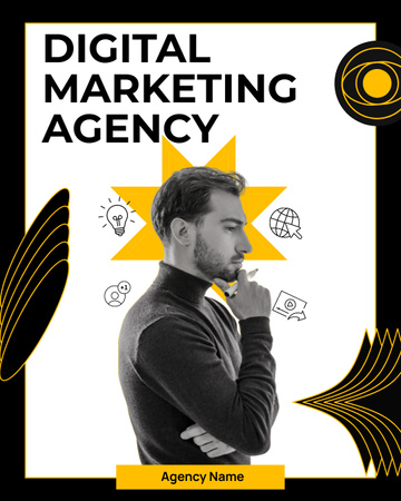 Digital Marketing Agency Service Offering with Young Businessman Instagram Post Vertical Design Template
