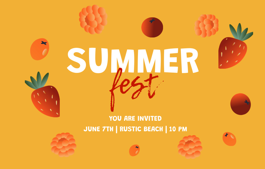 Summer Festival Announcement Text With Fruits Invitation 4.6x7.2in Horizontal Design Template