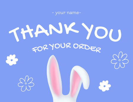Thank You Message with Bunny Ears Thank You Card 5.5x4in Horizontal Design Template