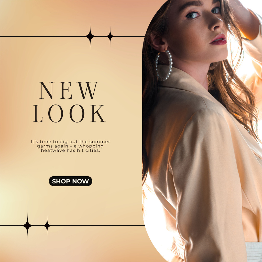 Young Woman with Earrings for New Fashion Sale Ad Instagram Πρότυπο σχεδίασης