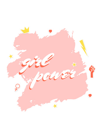 Girl Power inscription T-Shirt Tasarım Şablonu