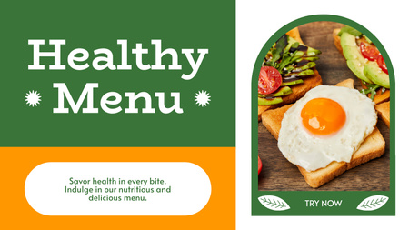 Offer of Healthy Menu at Fast Casual Restaurant with Egg Sandwich Title 1680x945px Design Template