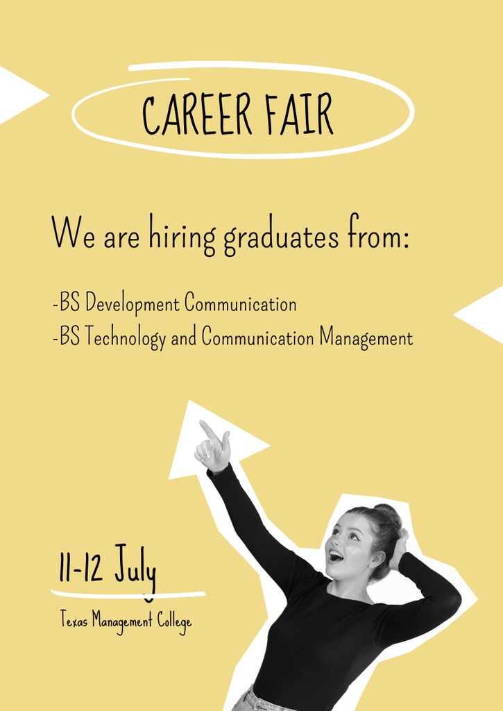 Graduate Career Fair Event Ad on Yellow Poster A3 Design Template