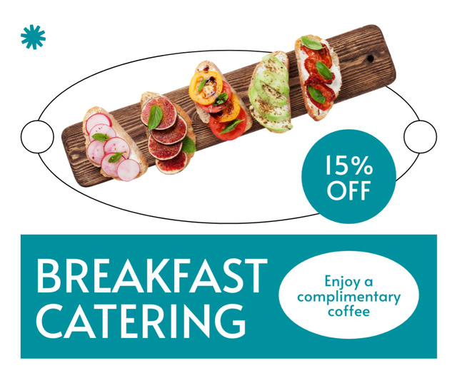 Breakfast Catering Offer with Meals and Coffee Facebook Modelo de Design