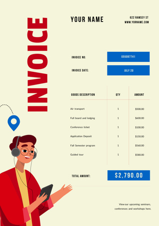 Template di design Payment for Travel Tour Invoice