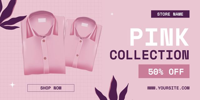 Plantilla de diseño de Elegant Shirts With Discount From Pink Collection Twitter 