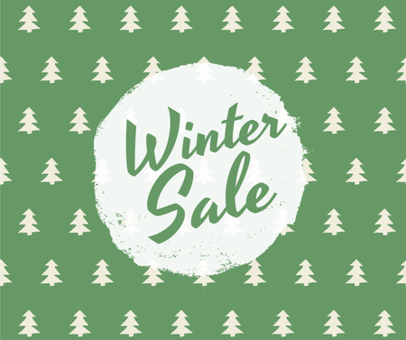 Ontwerpsjabloon van Facebook van Winter Sale Announcement with Trees Pattern
