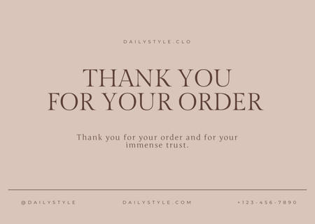 Thankful Phrase for Your Order Postcard 5x7in Design Template