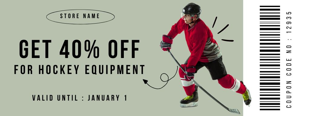 Plantilla de diseño de Hockey Equipment At Discounted Rates Offer Coupon 