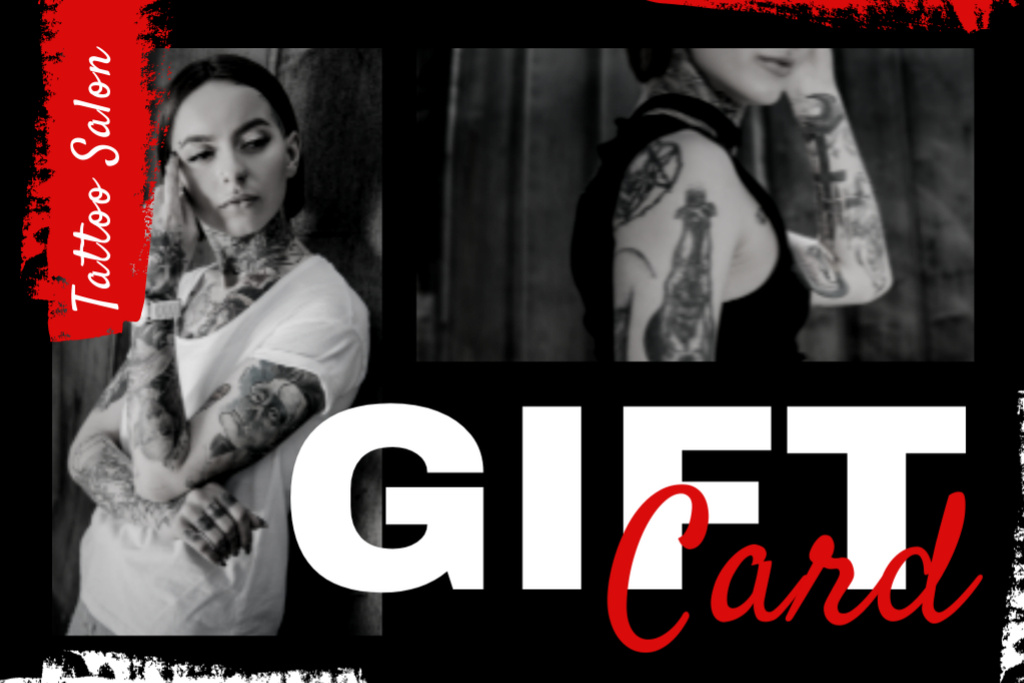 Highly Professional Tattoo Salon Service Offer Gift Certificate Design Template