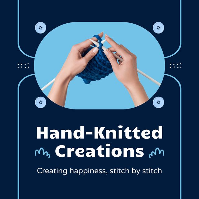 Designvorlage Offer of Hand Knitted Products from Soft Yarn für Instagram