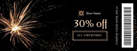 New Year Discount Offer on Bright Fireworks Coupon Design Template