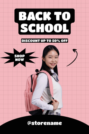Sale with Asian Girl on Pink Tumblr Design Template