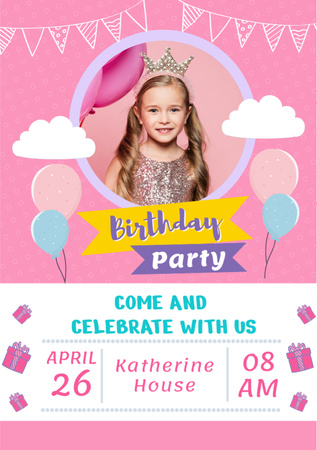 Birthday Party Invitation Flyer A5 Design Template