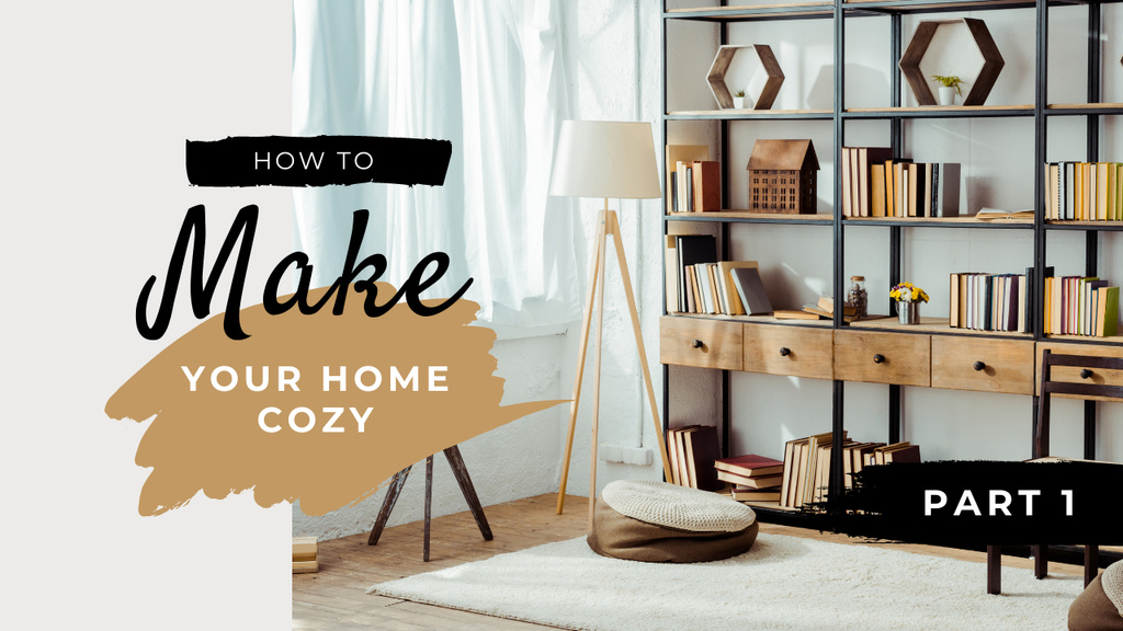 Cozy Home Interior in minimalistic style Youtube Thumbnail Design Template