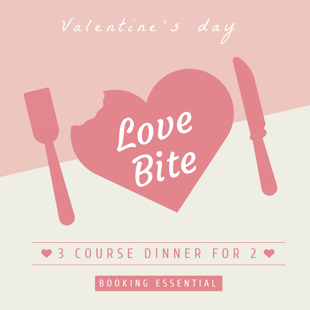 Ontwerpsjabloon van Instagram AD van Festive Dinner With Booking Due Valentine's Day