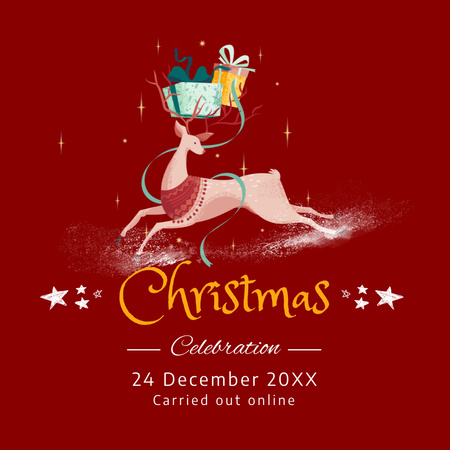Christmas Celebration Announcement with Deer Instagram Design Template