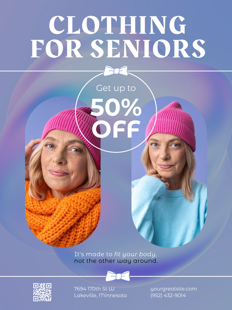 Designvorlage Discount Offer on Clothing for Seniors für Poster US