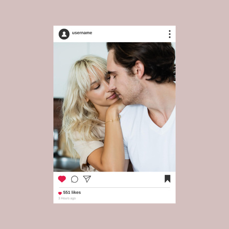 Ontwerpsjabloon van Instagram van mooie vrouw knuffelen vriendje