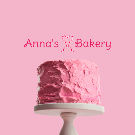 Designvorlage Zuverlässige Bäckerei-Werbung mit cremigem rosa Kuchen für Logo
