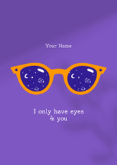 Love Phrase And Glasses With Cosmic Lens