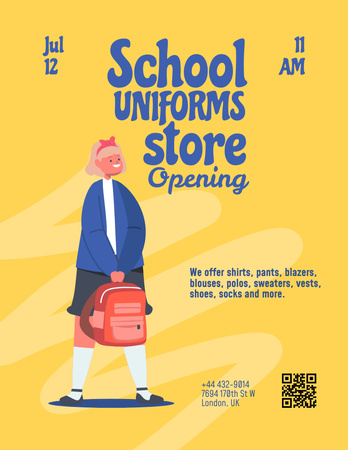 School Uniforms Sale Offer in Yellow Poster 8.5x11in Πρότυπο σχεδίασης