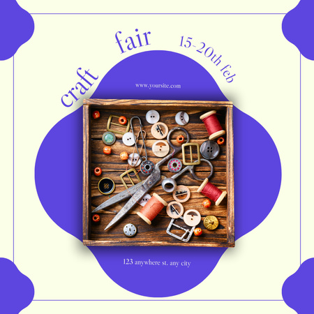 Platilla de diseño Announcement for Craft Fair with Sewing Tool Box Instagram