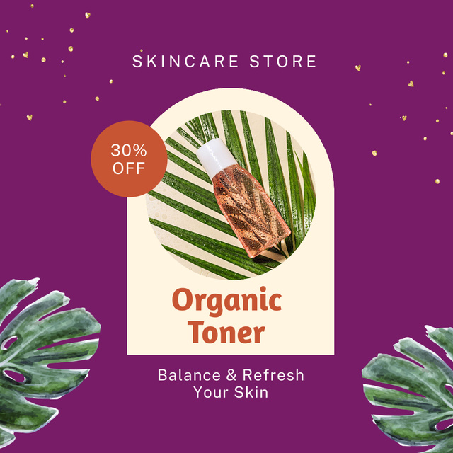 Offer of Organic Toner in Skincare Store Instagram Πρότυπο σχεδίασης