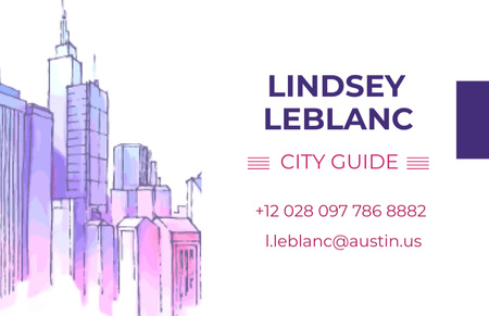 City Guide Offer with Skyscrapers on Blue Business Card 85x55mm Design Template