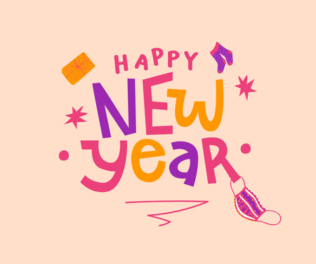 Designvorlage Cute New Year Greeting für Facebook