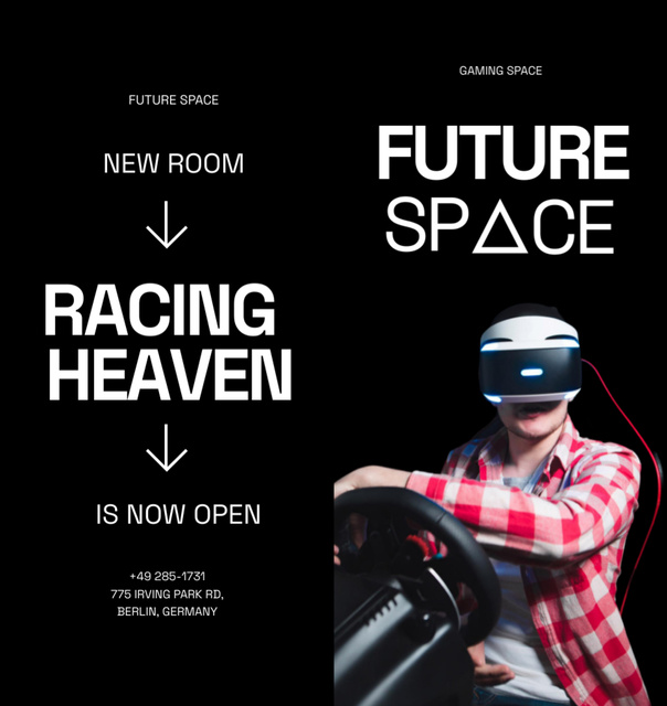 Entertainments in VR Club on Black Brochure Din Large Bi-fold Design Template