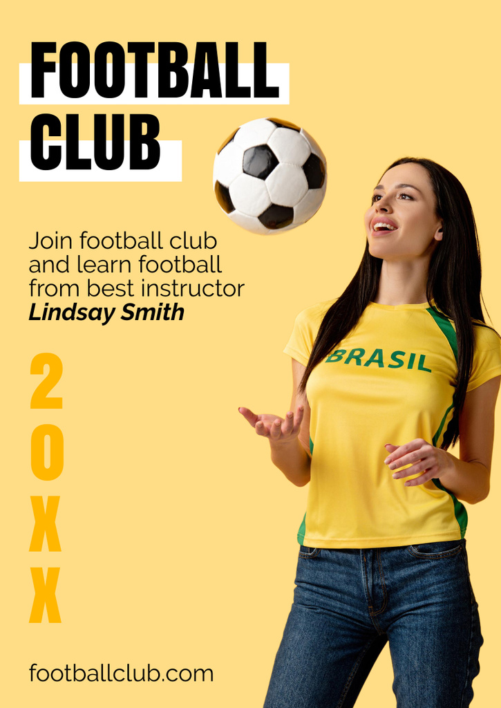 Template di design Football Club Ad with Best Instructor Poster A3