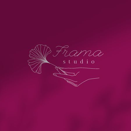 Beauty Studio Ad with Tender Flower in Female Hand Logo Design Template